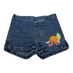 Beluga New York Vintage Toddler Fruit Embroidered Jean Shorts Size 12 Months Y2K